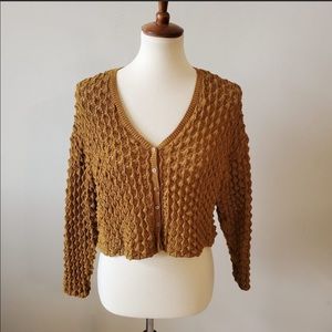 Zara Womens Chunky Knit Cropped Cardigan Sweater  Size Medium